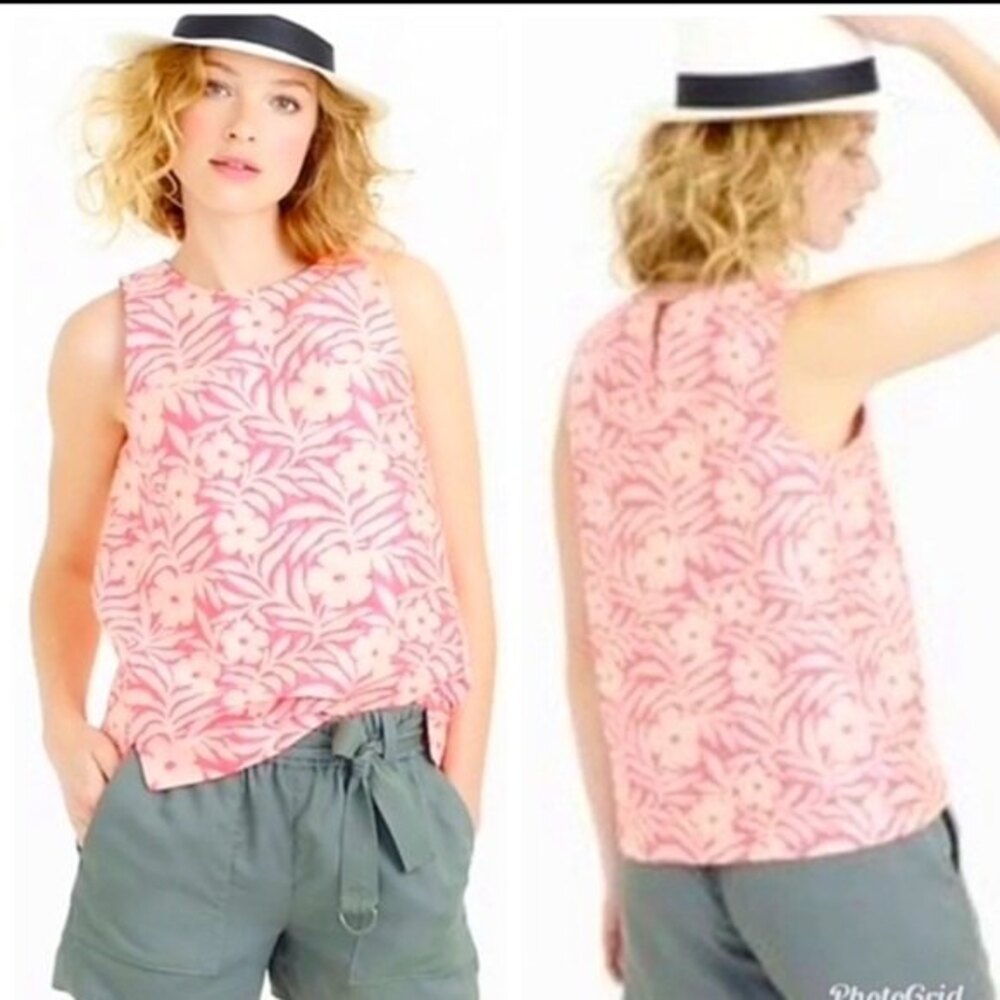 J. Crew Plumeria Floral Jacquard Blouse Pink 00